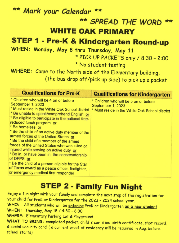 Pre-K and Kinder Roundup 2023